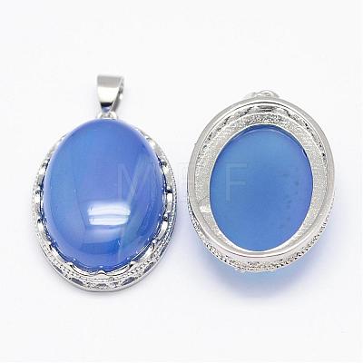 Natural Blue Agate Pendants G-D851-14-1