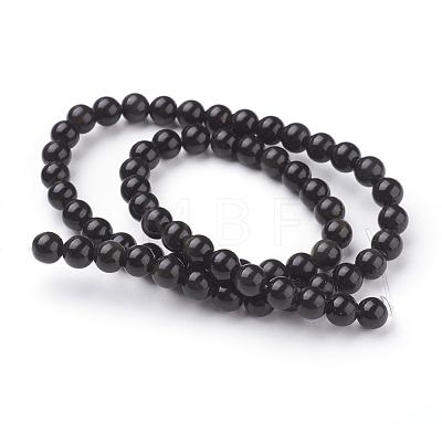 Natural Obsidian Beads Strands X-G-G099-6mm-24-1