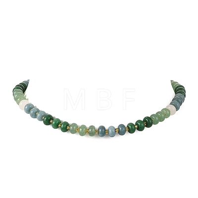 Gradient Dyed Natural White Jade Rondelle Beaded Necklaces with Glass Seed Beads for Women NJEW-JN06594-02-1