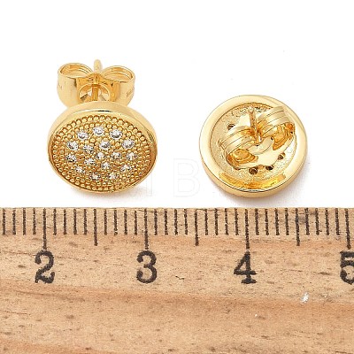 Brass Micro Pave Clear Cubic Zirconia Stud Earrings EJEW-D305-15G-1