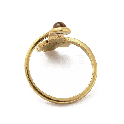 304 Stainless Steel with Natural Tiger Eye Ring RJEW-Z031-01E-02-1