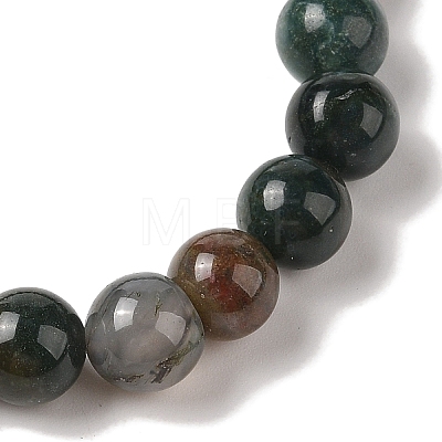 8mm Round Natural Indian Agate  Braided Bead Bracelets BJEW-C067-01B-27-1