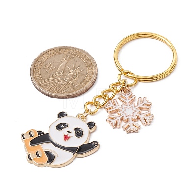 Snowflake & Panda Alloy Enamel Pendant Keychains KEYC-JKC00630-04-1