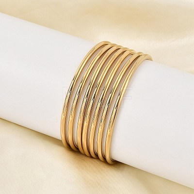 7Pcs 201 Stainless Steel Plain Bangle Sets for Women BJEW-L664-022A-G02-1
