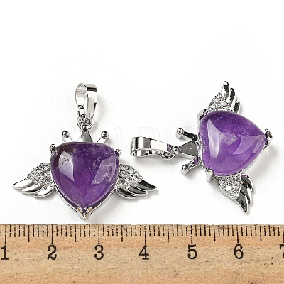 Natural Amethyst with Clear Cubic Zirconia Pendants G-G133-02P-22-1