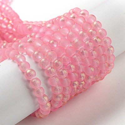 Spray Painted Glass Round Bead Strands DGLA-Q015-4mm-26-1