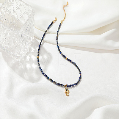 Natural Lapis Lazuli Beaded Necklace YU5280-1