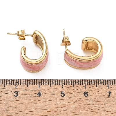 304 Stainless Steel Enamel Stud Earrings SA-CBA2696-35G-1