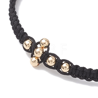 Brass Beaded Braided Bead Bracelets BJEW-JB12817-02-1