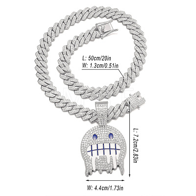 Alloy Full Crystal Rhinestone Pendant Necklaces for Men FS-WGC5342-05-1