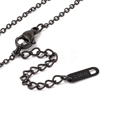 304 Stainless Steel Rectangle Pendant Necklace for Men Women NJEW-P262-13-1