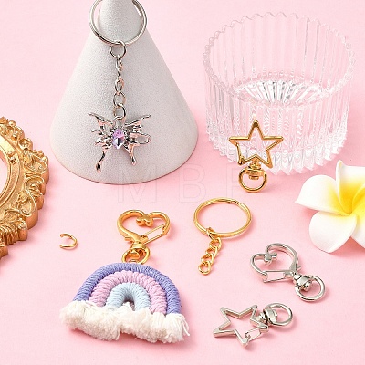 10Set 2 Styles Star Alloy Swivel Clasps with 10Pcs Iron Split Key Rings PURS-YW0001-01A-1