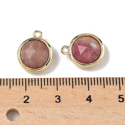 Natural Rhodonite Faceted Flat Round Charms G-U028-03G-12-1