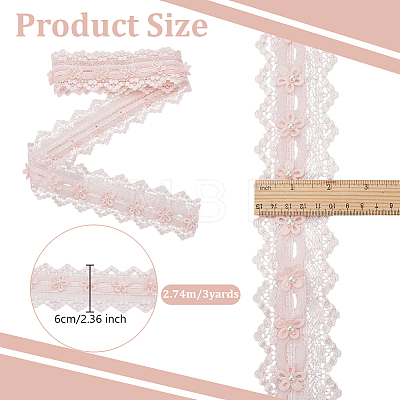 3 Yards Polyester Flower Lace Trim OCOR-OC0001-67A-1