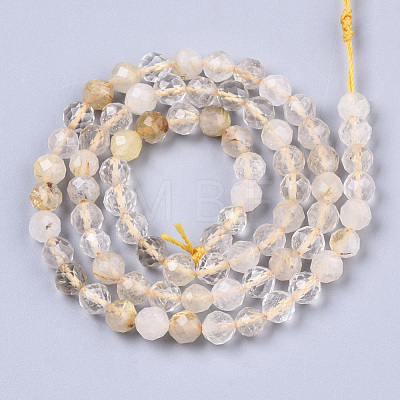 Natural Gold Rutilated Quartz Beads Strands G-R462-016-1