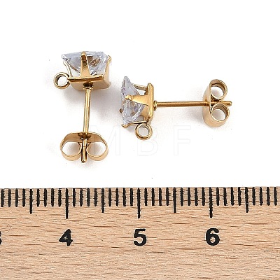 Ion Plating(IP) 304 Stainless Steel Cubic Zirconia Stud Earring Findings STAS-P373-06C-04-1