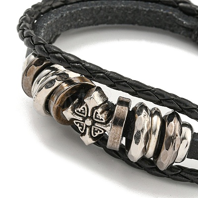 PU Imitation Leather Cord Triple Layer Multi-strand Bracelets BJEW-P329-05B-AS-1