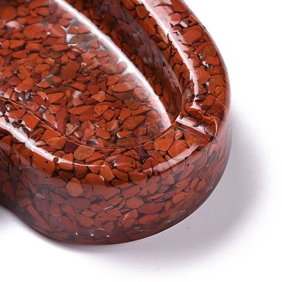 Resin with Natural Red Jasper Chip Stones Ashtray DJEW-F015-03B-1