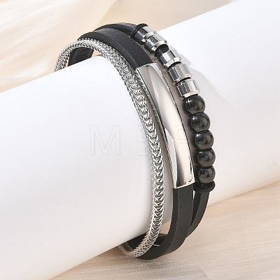 Microfiber Leather Cord Multi-strand Bracelets BJEW-C153-01F-1