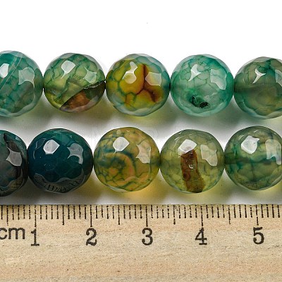 Faceted Natural Dragon Veins Agate Beads Strands G-F447-12mm-P04-1