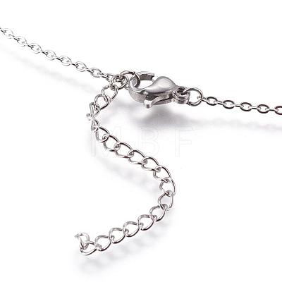 304 Stainless Steel Cubic Zirconia Pendant Necklaces NJEW-P167-24P-1