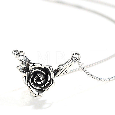 Vintage Brass Rose Flower Pendant Necklaces for Women WGA801E-01-1