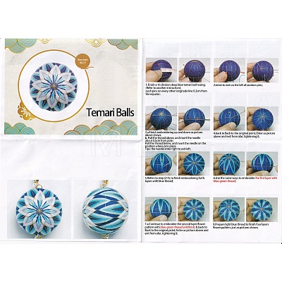 DIY Embroidery Temari Ball Keychain Kits DIY-I064-A02-1