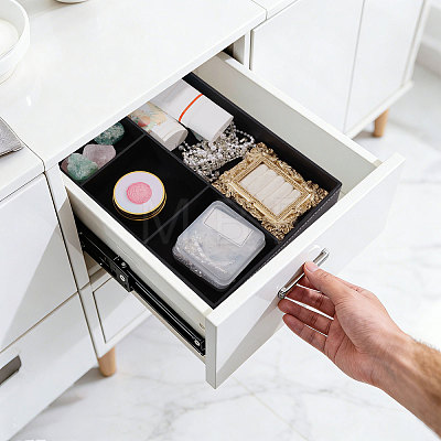 2Pcs Desktop 4-Grid PU Leather Organizer Display Storage Trays CON-CA0001-036B-1
