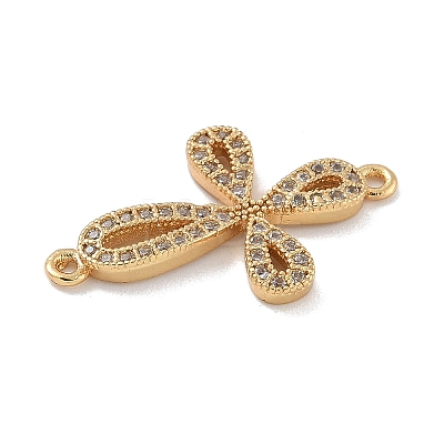 Rack Plating Brass Micro Pave Clear Cubic Zirconia Flower Connector Charms KK-A234-062G-1