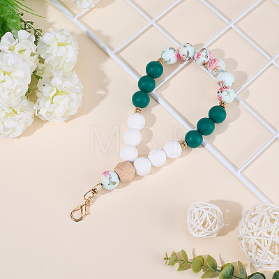 1Pc Silicone & Wood Pendant Decorations HJEW-BM0001-61F-1