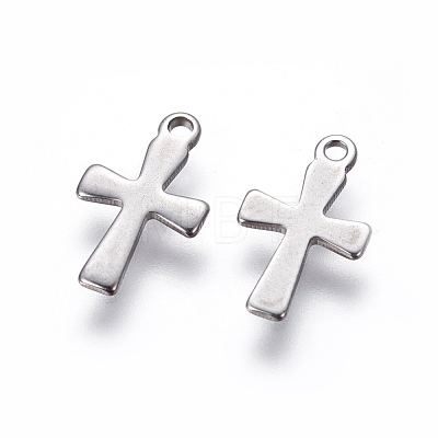 304 Stainless Steel Tiny Cross Charms STAS-L234-077P-1