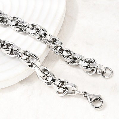 Unisex 304 Stainless Steel Rope Chain Necklaces NJEW-K305-10P-1
