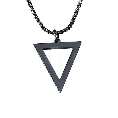 Inverted Triangle Stainless Steel Pendant Box Chain Necklaces for Men FS-WGF3CC6-01-1