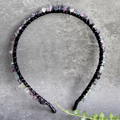 Natural Fluorite Hair Bands PW-WG1C09B-24-1