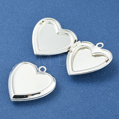 Rack Plating Heart Brass Locket Pendants KK-T071-11S-1