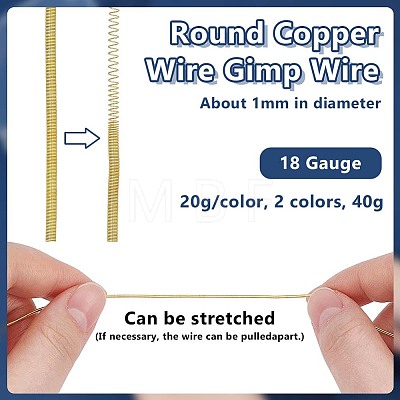 40G 2 Colors Round Copper Wire Gimp Wire CWIR-OC0001-01-1