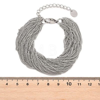 304 Stainless Steel Cuban Chain Multi-strand Bracelets for Women BJEW-D460-01P-1