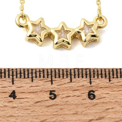 Brass Glass Triple Star Pendant Necklaces KK-CBAB173-03G-09-1