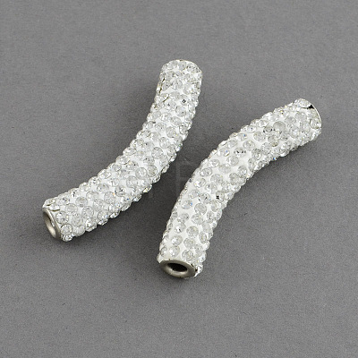 Polymer Clay Grade A Rhinestone Curved Tube Beads X-RB-S026-1