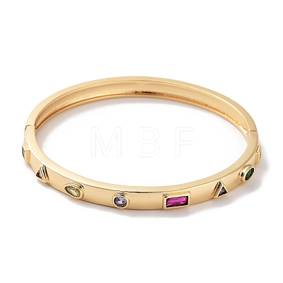 Brass Pave Colorful Glass Bangles for Women BJEW-Z061-25B-1