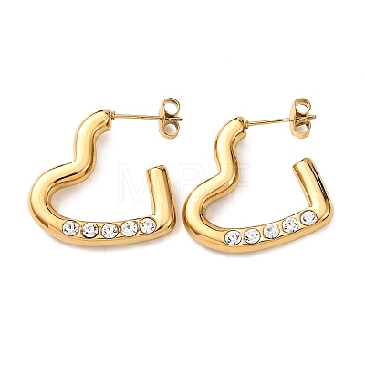 Valentine's Day 304 Stainless Steel Rhinestone Stud Earrings for Women EJEW-L315-04G-1