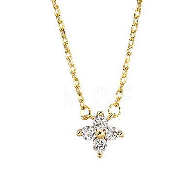 Brass Pave Clear Zirconia Pendant 4 Leaf Clover Pendant Necklaces for Women WG76B9A-01-1