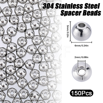 SUNNYCLUE 304 Stainless Steel Spacer Beads STAS-SC0006-87D-1