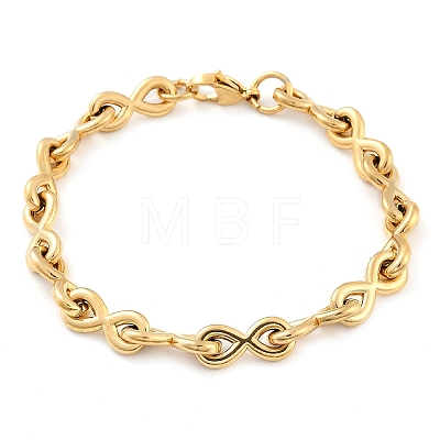 304 Stainless Steel Infinity Link Chain Bracelets for Women Men BJEW-F488-53D-G-1