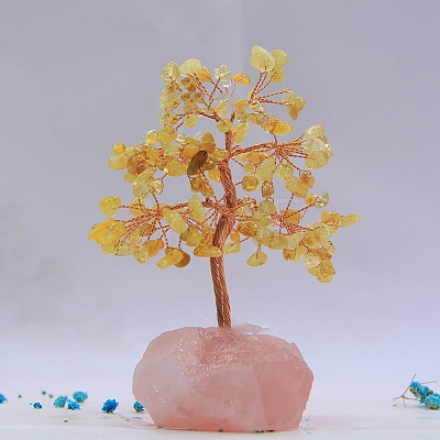 Natural Citrine & Rose Quartz Display Decoration TREE-PW0001-28B-1