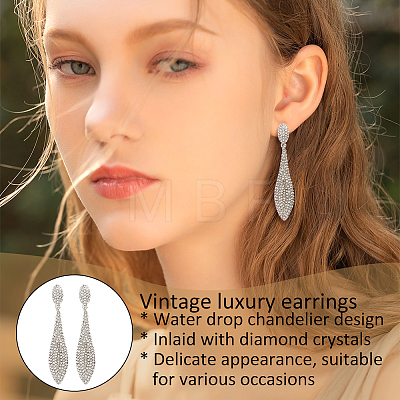 ANATTASOUL 4 Pairs 4 Colors Rhinestone Teardrop Dangle Stud Earrings EJEW-AN0004-73-1