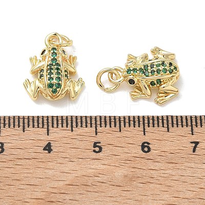 Brass Micro Pave Green Cubic Zirconia Charms KK-T085-21D-G-1