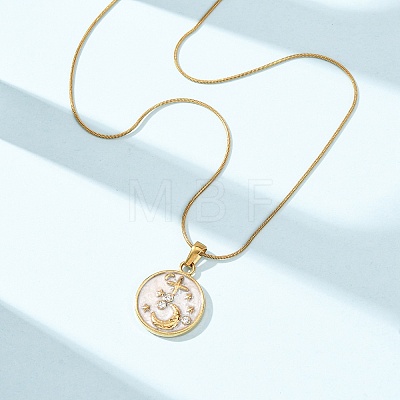304 Stainless Steel Crystal Rhinestone Pendant Necklaces for Women NJEW-F378-01G-01-1