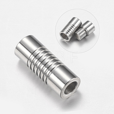 Tarnish Resistant 304 Stainless Steel Magnetic Clasps with Glue-in Ends STAS-F149-04P-B-1