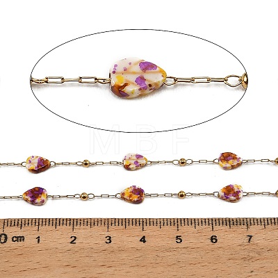Handmade Stainless Steel & Natural Shell Beaded Link Chains SA-CBA6C37-01G-03-1